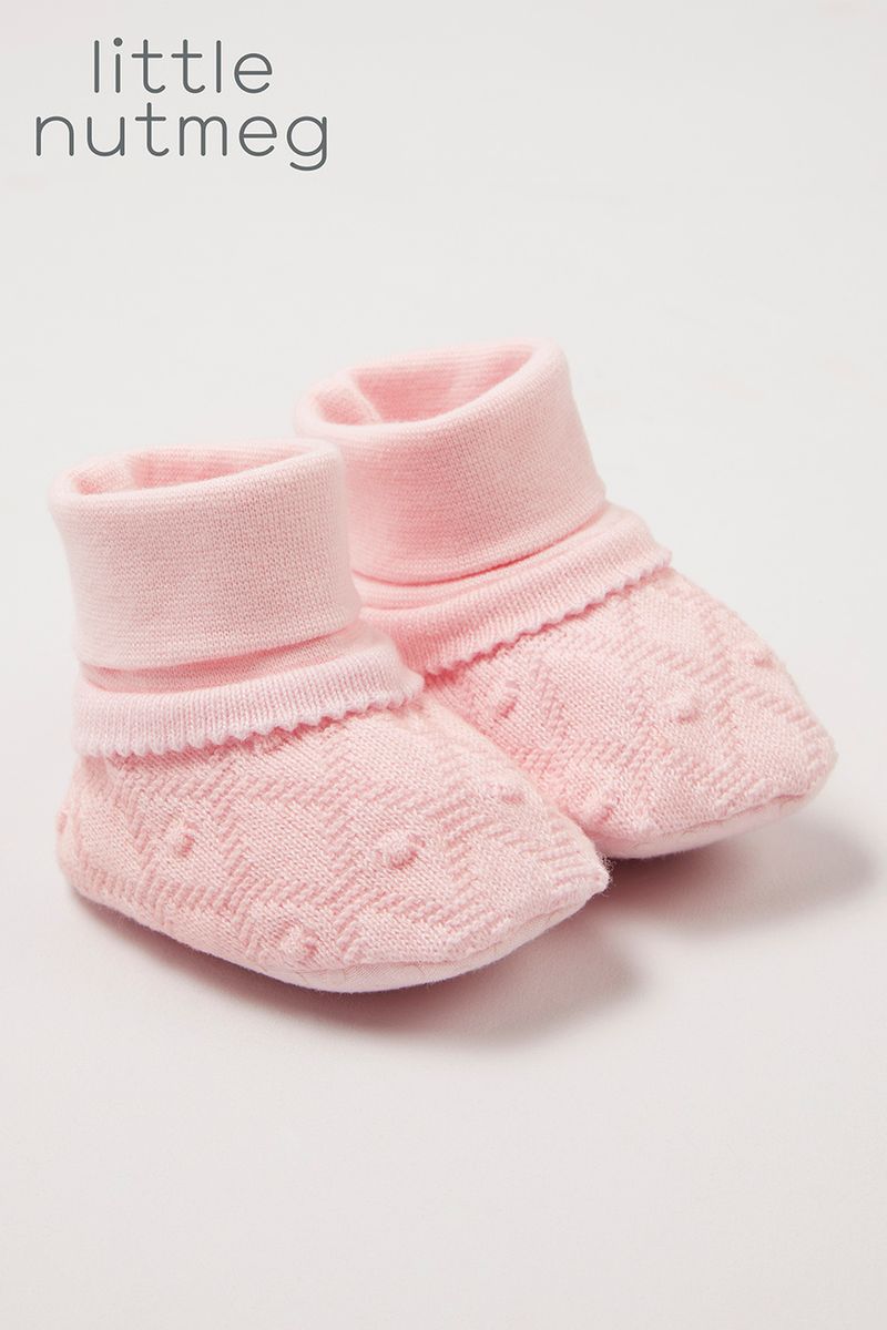 Little Nutmeg Pink Knitted booties