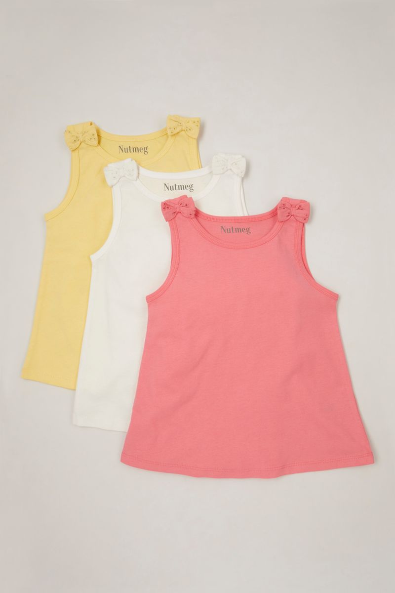 3 Pack Broderie Bow Vests