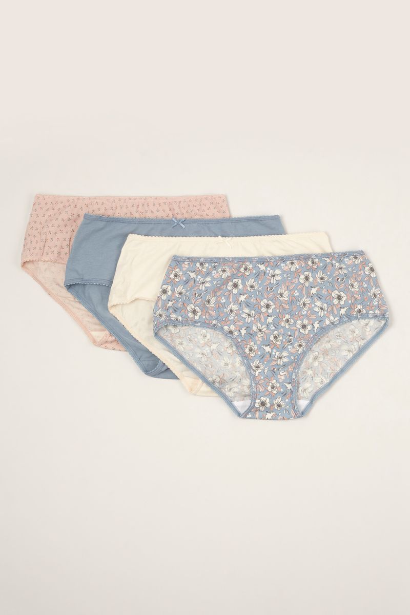 4 Pack Floral Midi Briefs