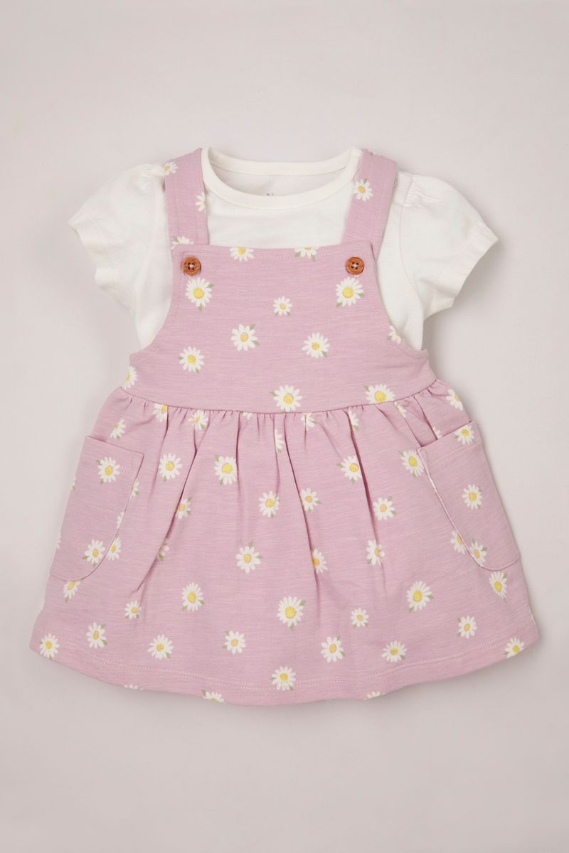 Daisy Jersey Pinafore Dress set