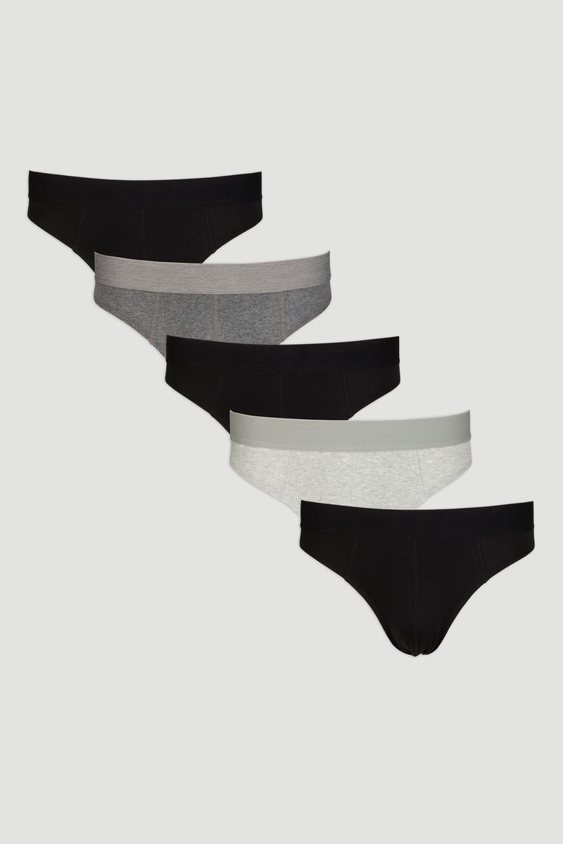5 Pack Black & Marl Briefs