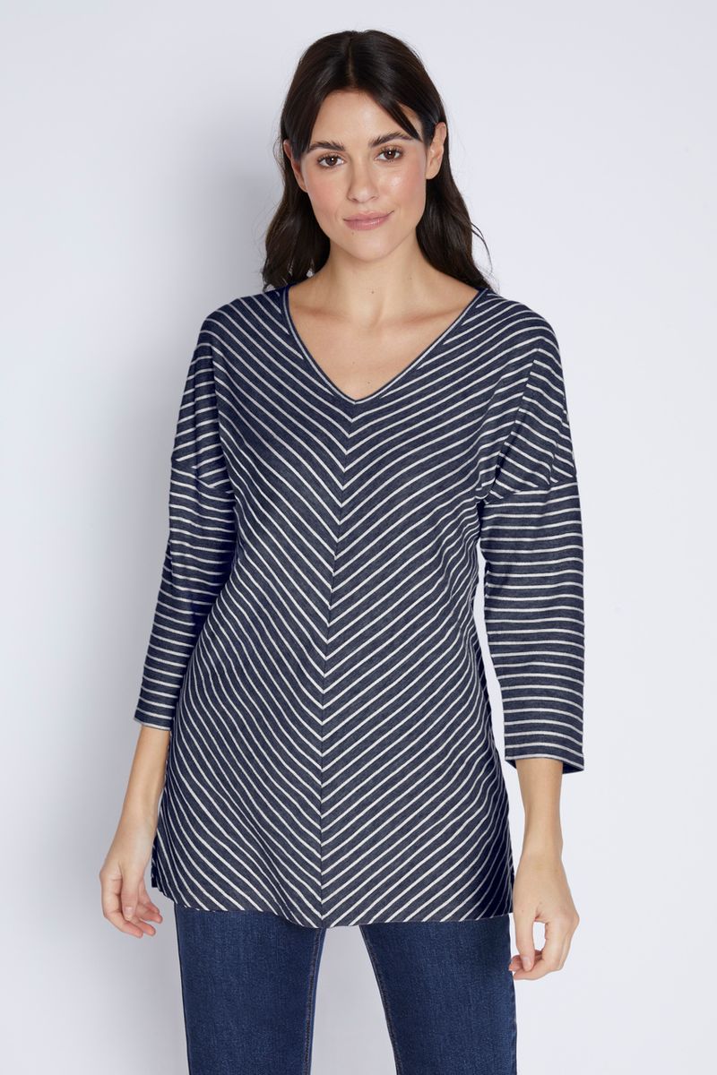 Chevron Navy Ribbed Tunic