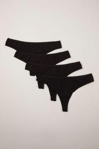 4 Pack Black Thongs