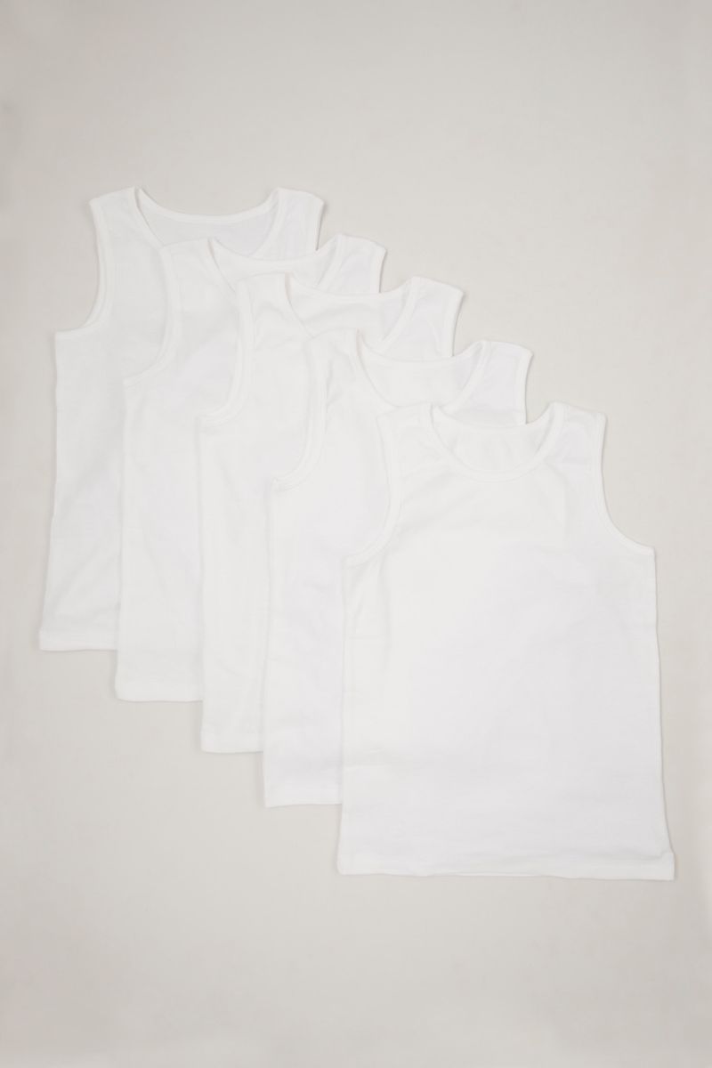 5 Pack White Vests