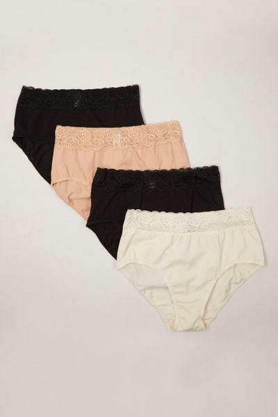 4 Pack Lace Top Natural Colour Full Briefs