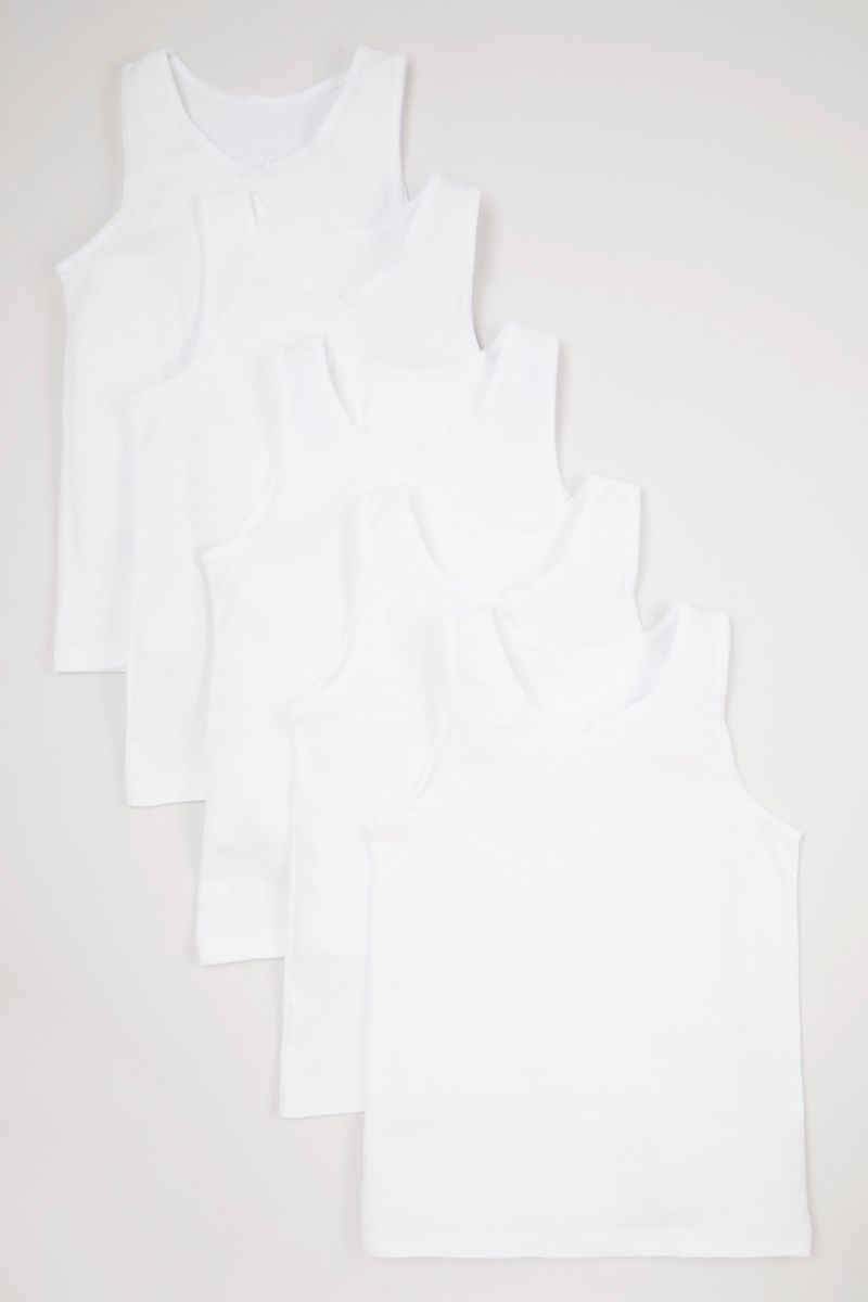 5 Pack White Vests