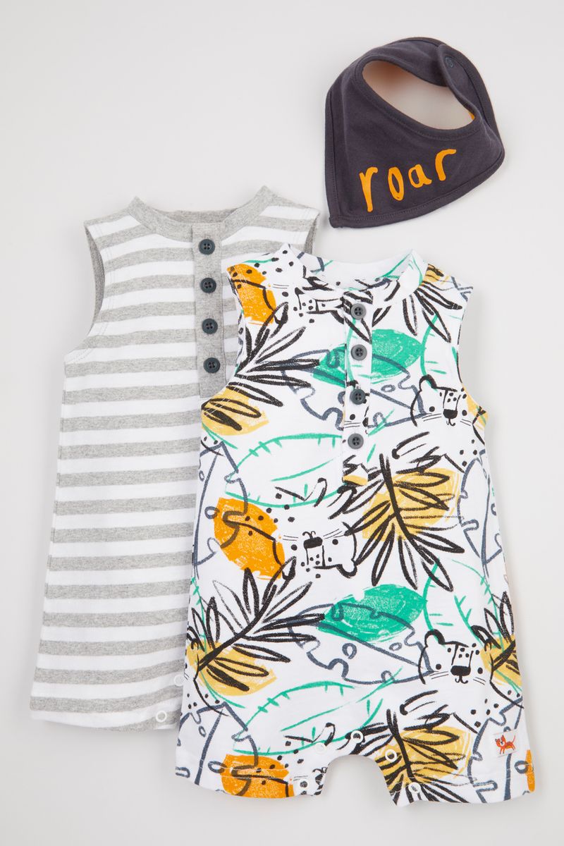 2 Pack Tropical Romper & Bandana bib