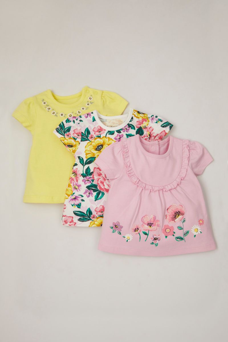 3 Pack Large Flower Print T-shirts