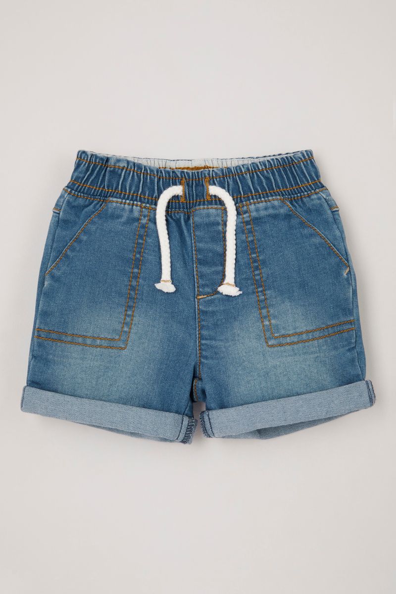 Denim pull-on shorts