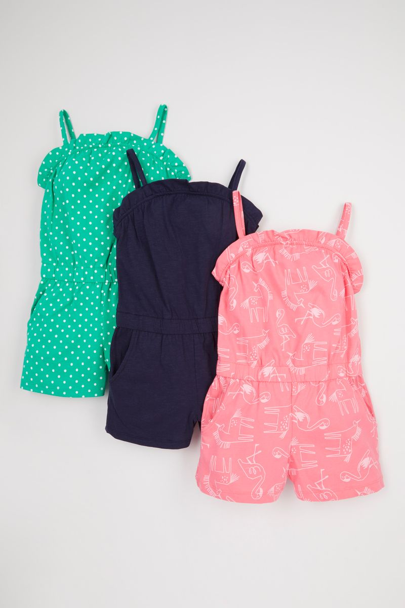 3 Pack Unicorn Jersey playsuits