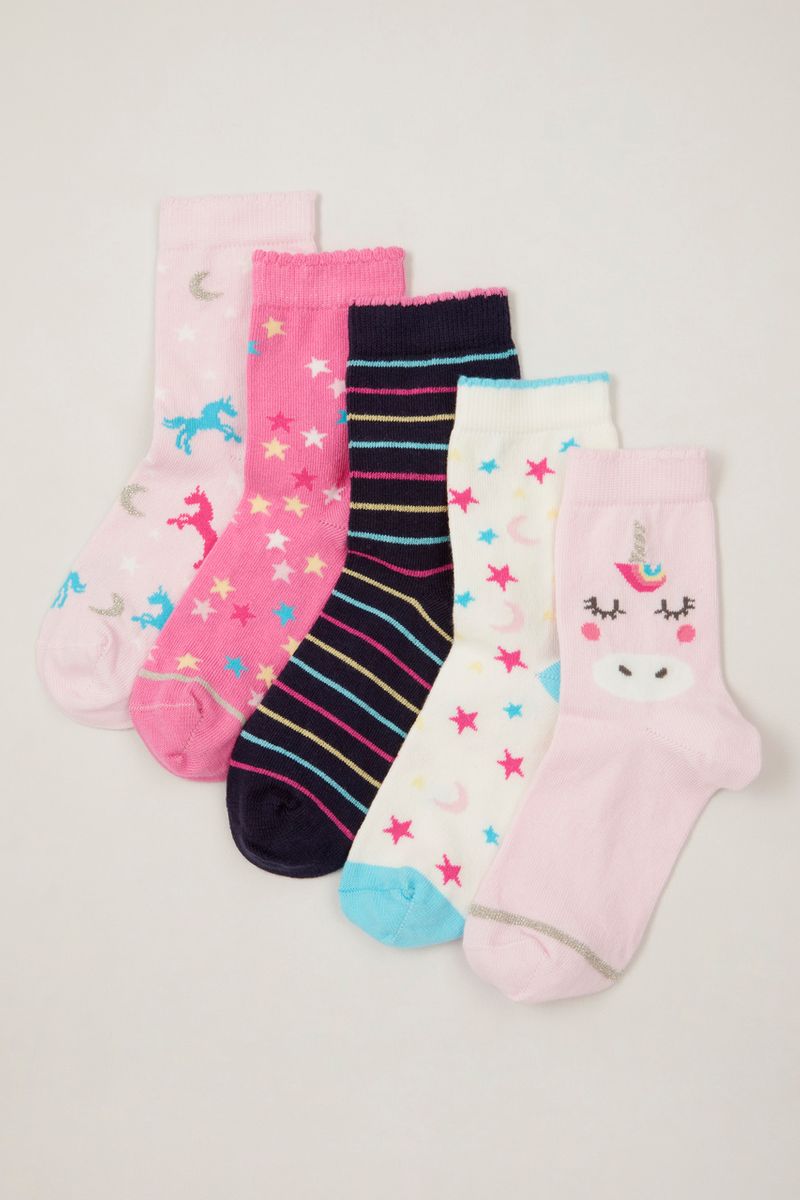 5 Pack Sparkle Unicorn Socks
