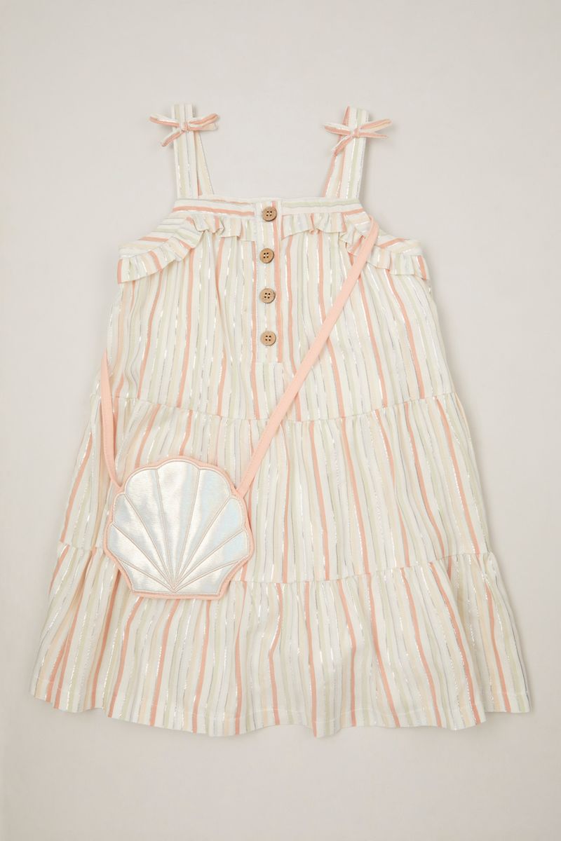 Glitter Stripe Dress & Seashell Bag