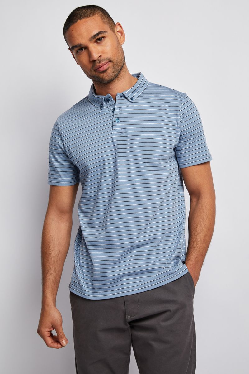 Blue Stripe Jersey Polo Shirt