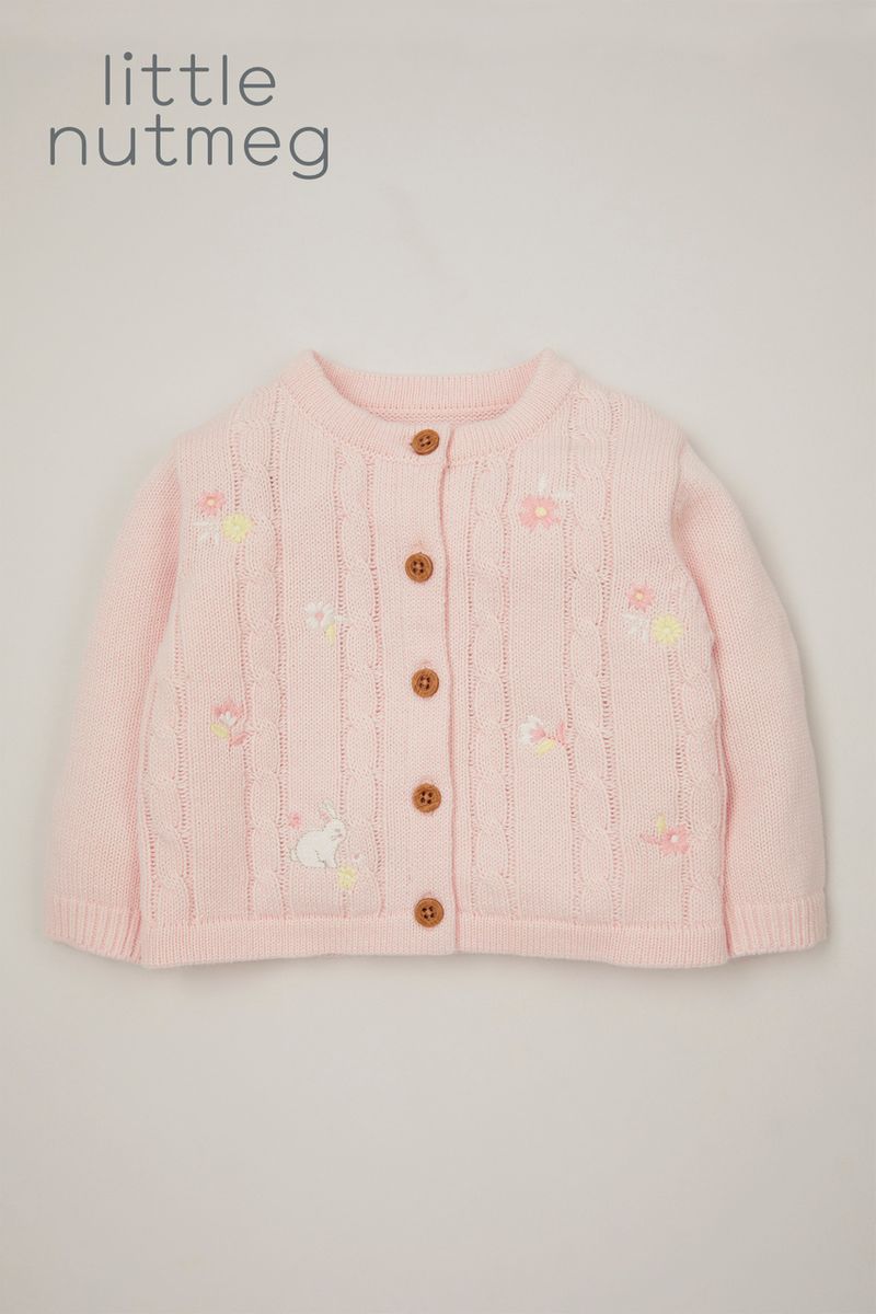 Little Nutmeg Pink Bunny Cardigan