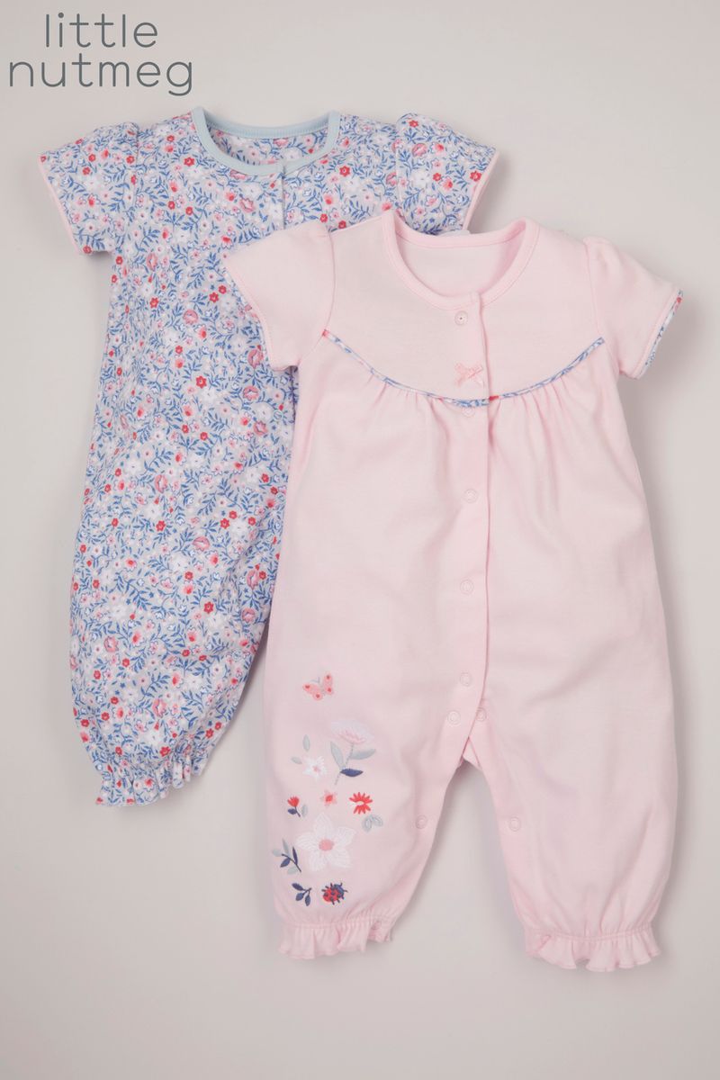 Little Nutmeg 2 Pack Pink Footless sleepsuits