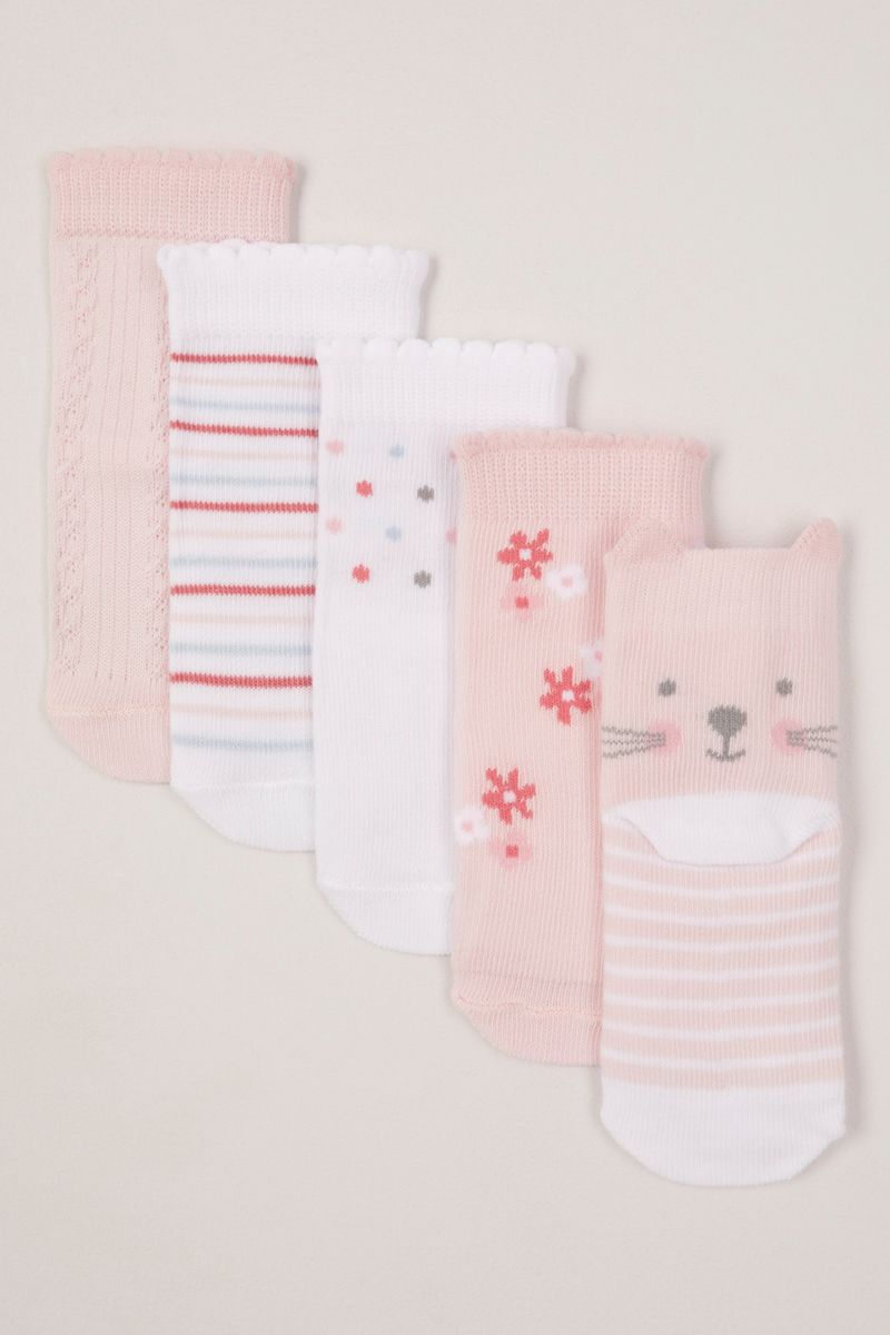 5 Pack Pink Cat socks
