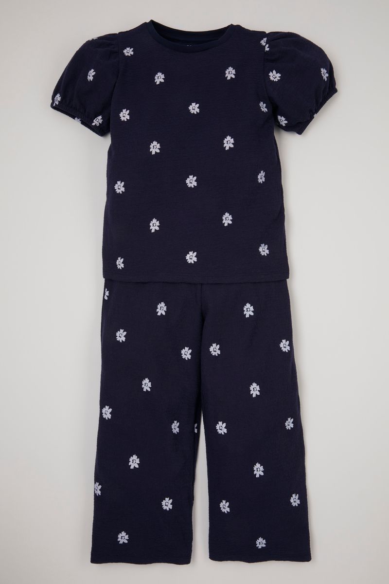 Navy Flower 2 Piece Set