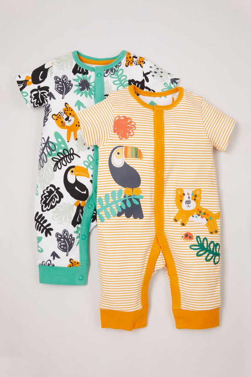 2 Pack Tropical Footless sleepsuits