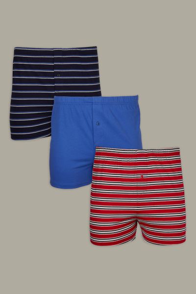 3 Pack Red Blue Stripe Boxers