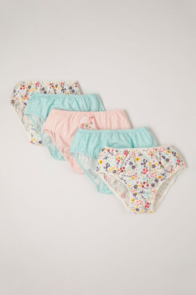 5 Pack Floral Slogan Briefs