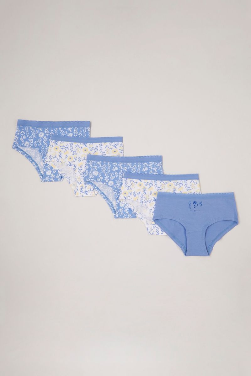 5 Pack Blue & White Floral Boyshorts