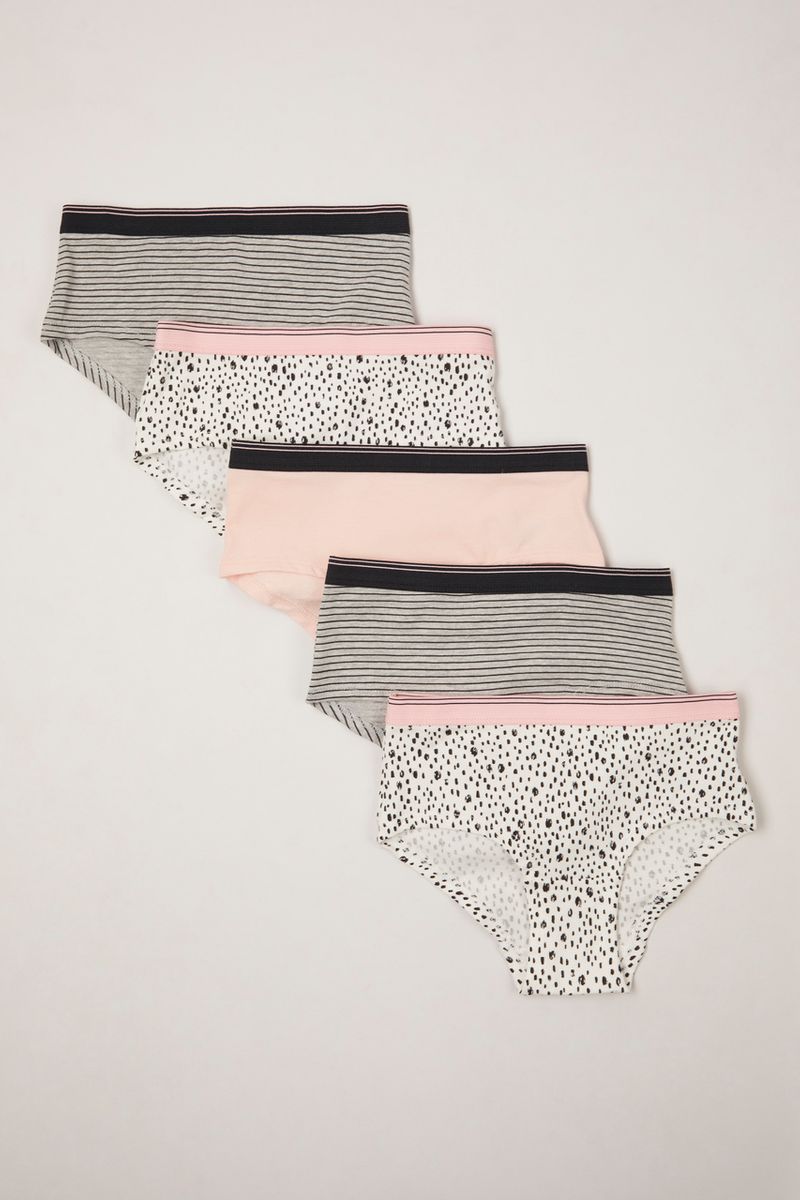 5 Pack Spot and Stripe Boyshorts