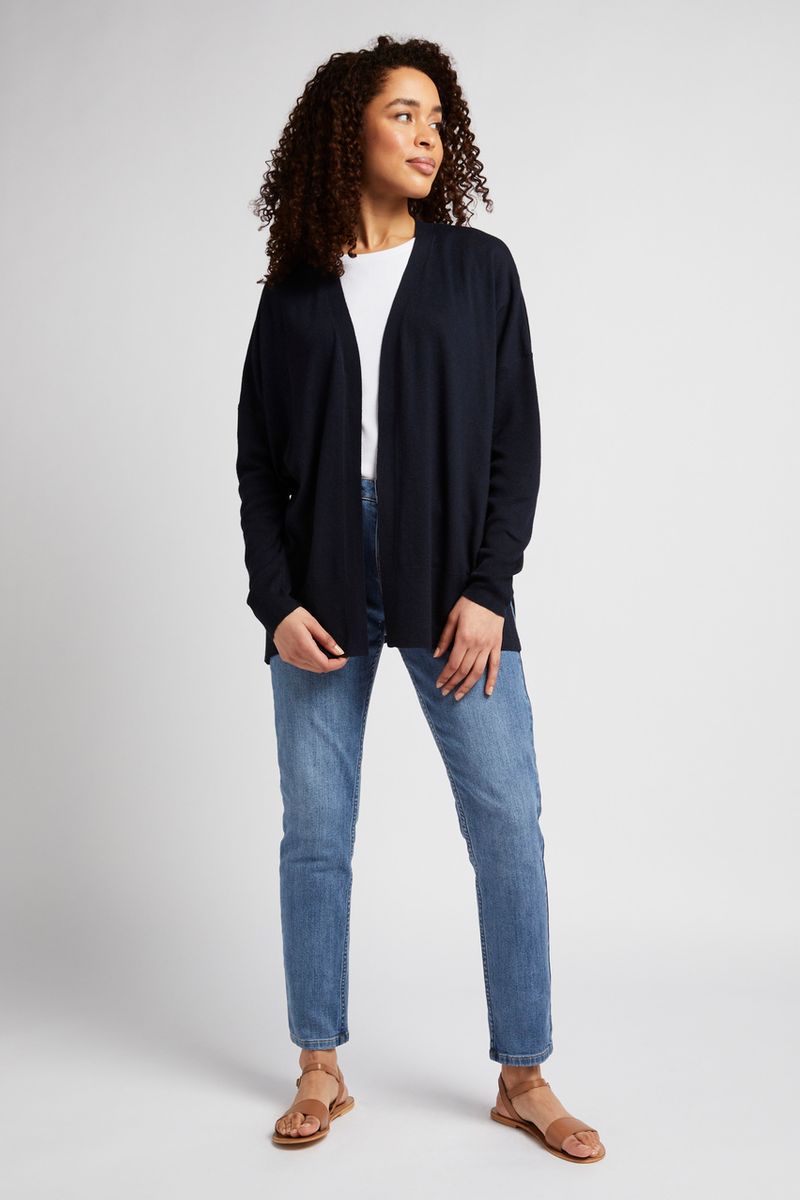 Open Front Navy Cardigan