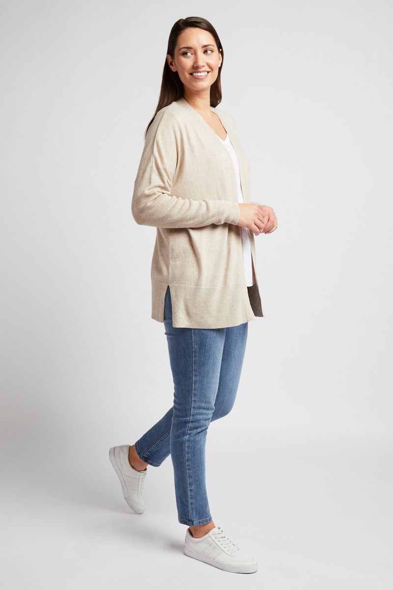 Open Front Oatmeal Cardigan