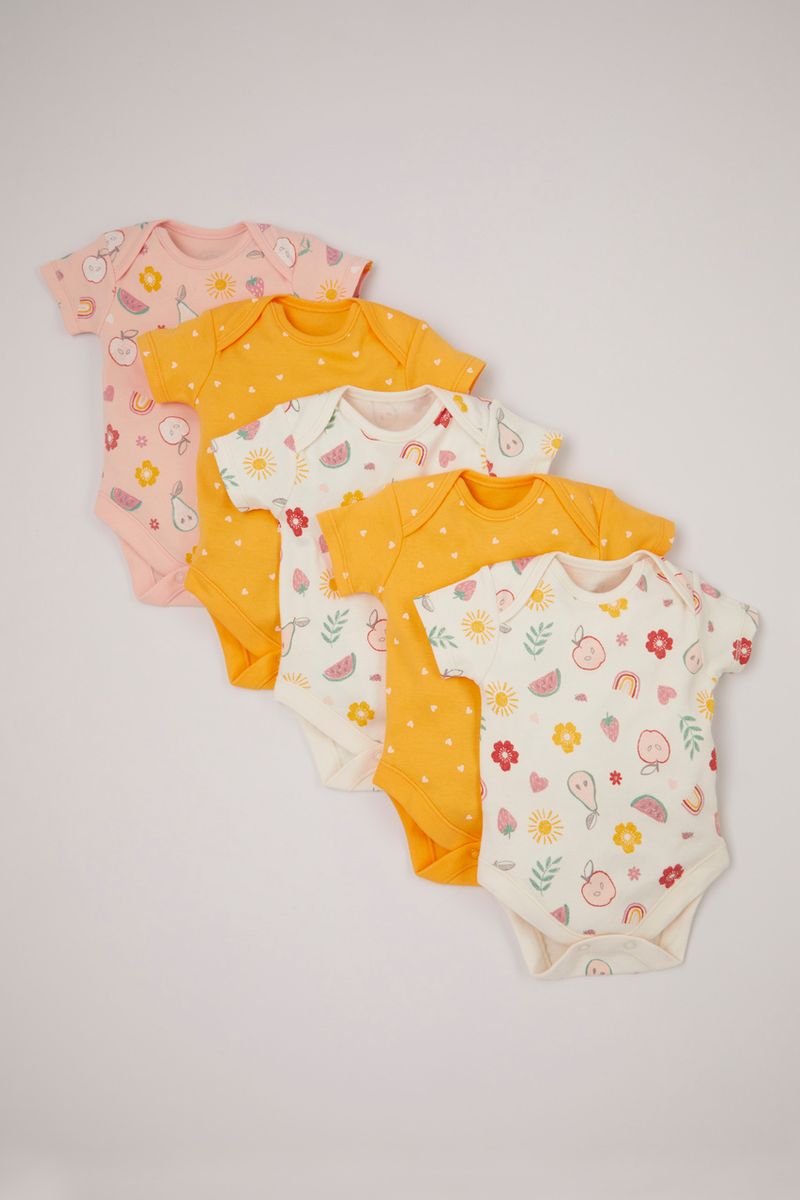 5 Pack Fruit Print bodysuits