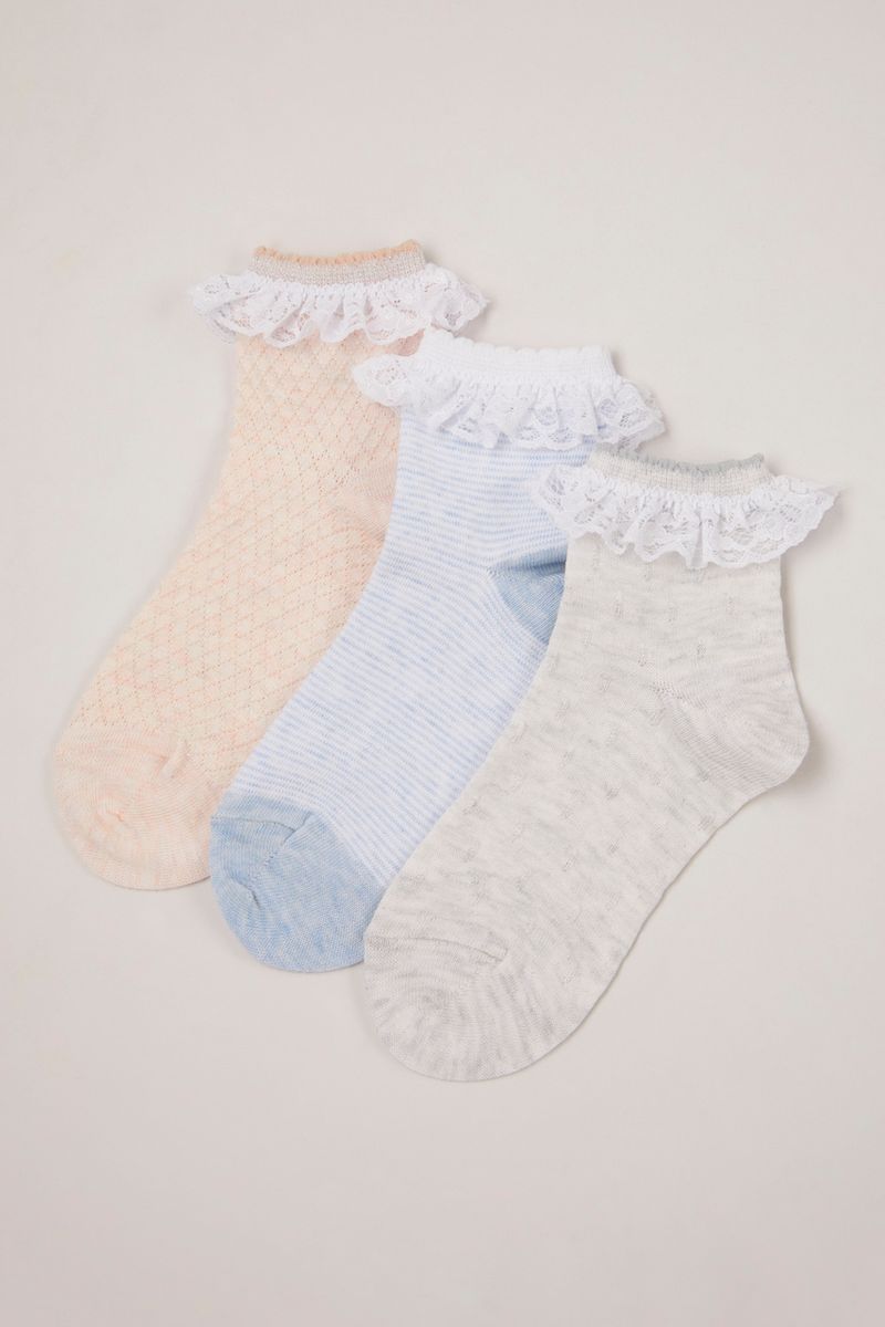 3 Pack Textured Frill Socks