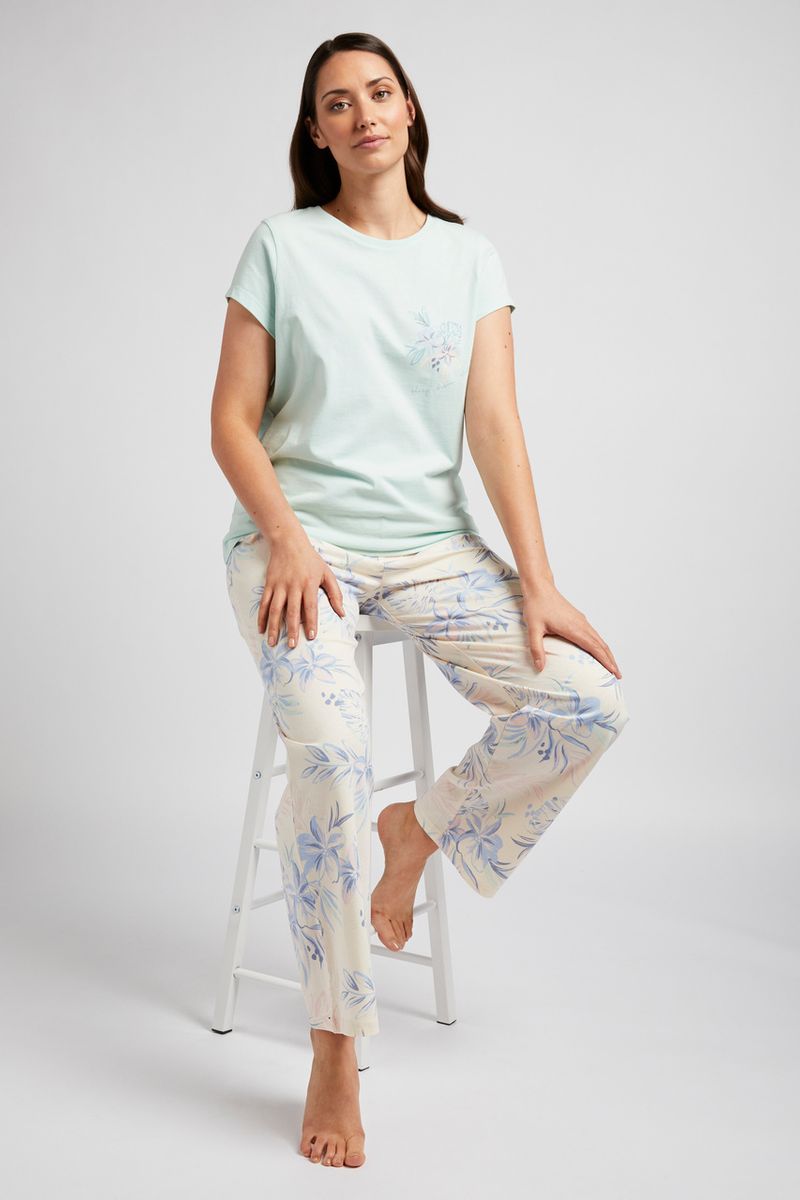 Tropical Slogan Print Pyjamas