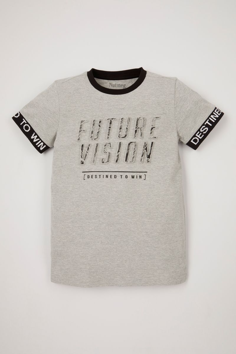 Marble Embossed Slogan T-shirt