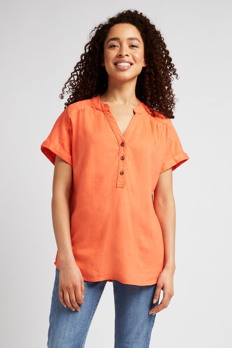 Orange Linen Shirt