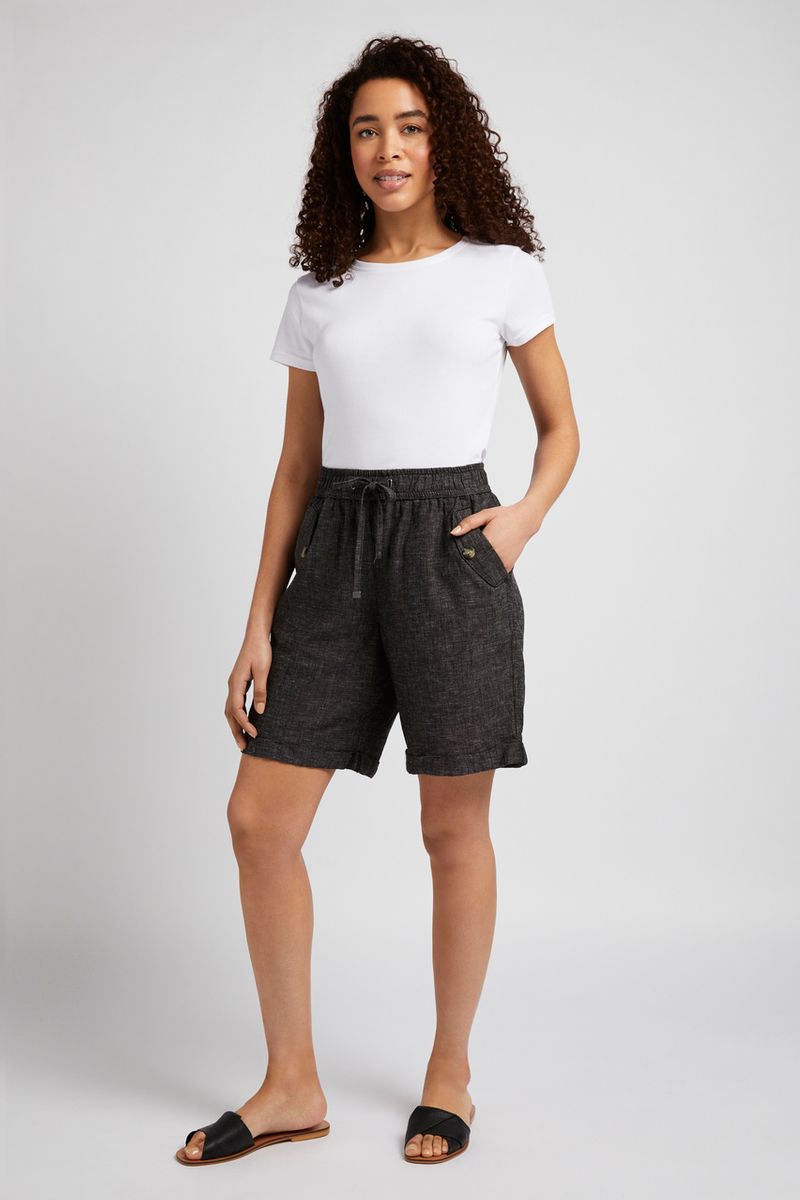Black Linen Shorts