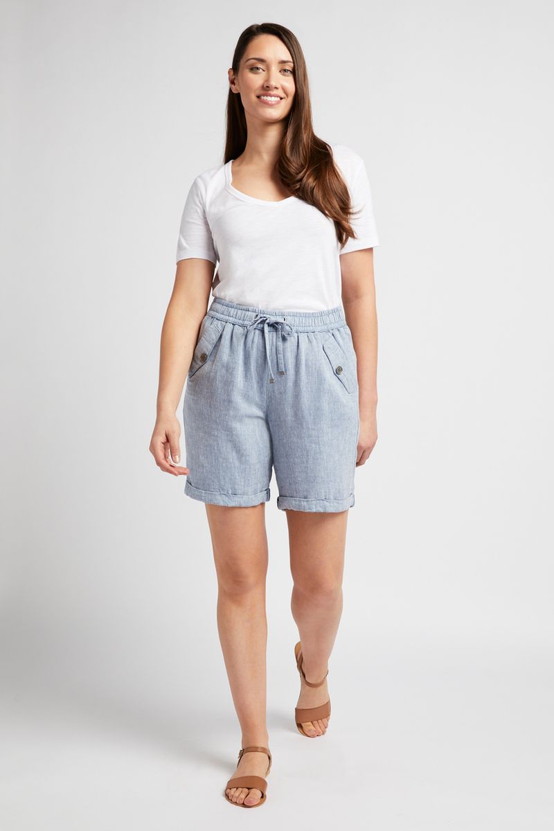 Light Blue Linen Shorts