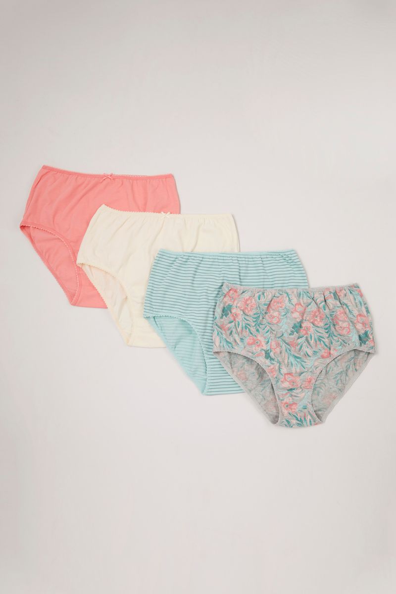4 Pack Floral Stripe Full Briefs