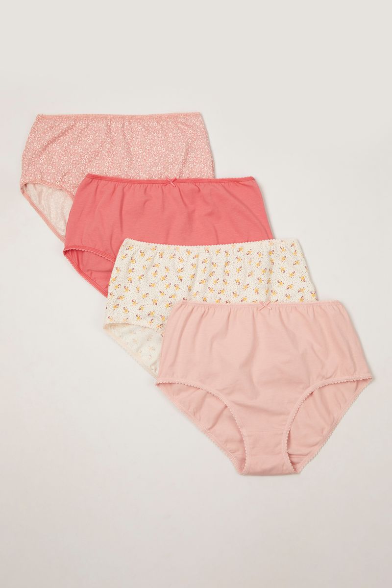 4 Pack Pink and Ditsy Floral Full Briefs