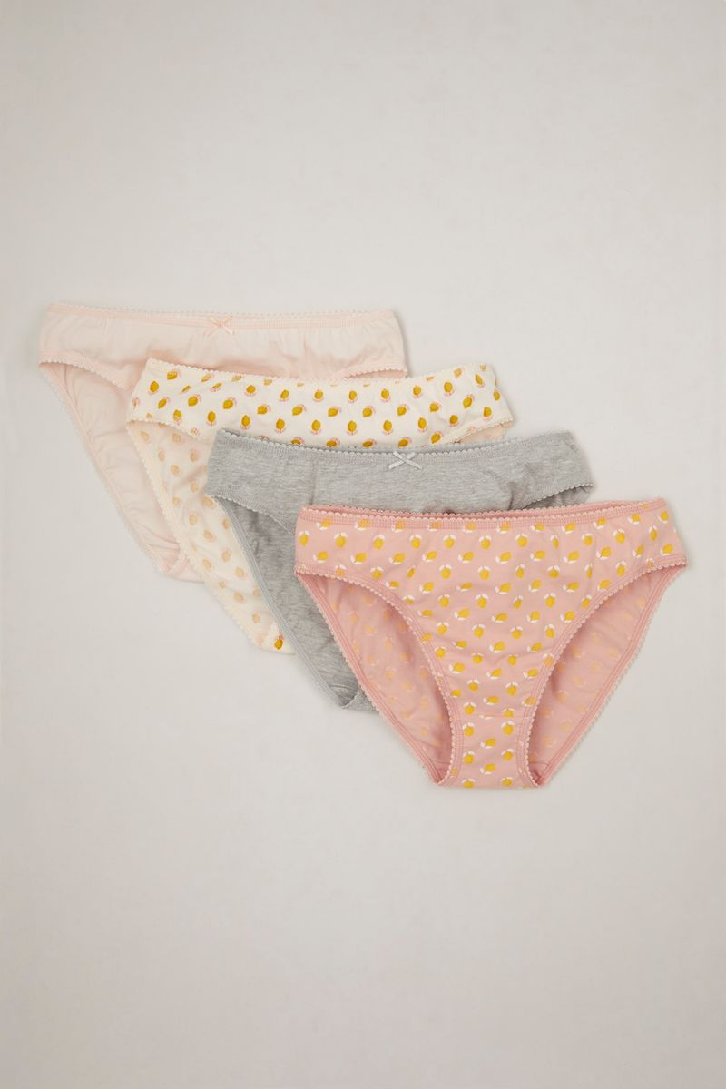 4 Pack High Leg Lemon Printed Briefs