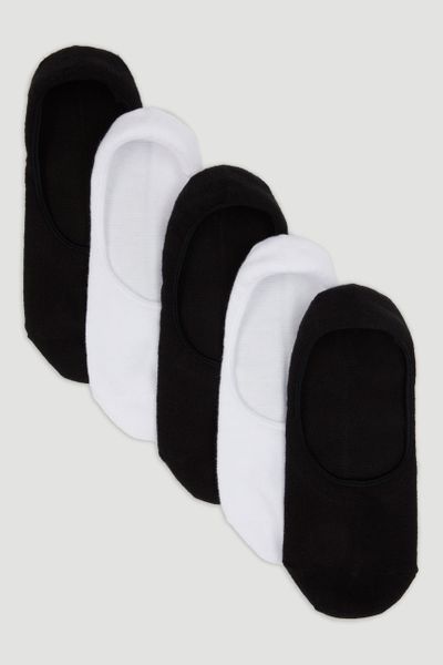 5 Pack Black & White Footsie Socks