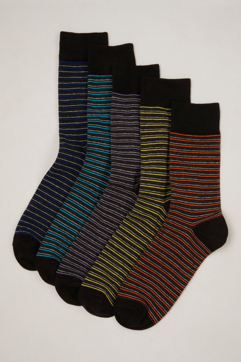 5 Pack Purple & Yellow Stripe Socks