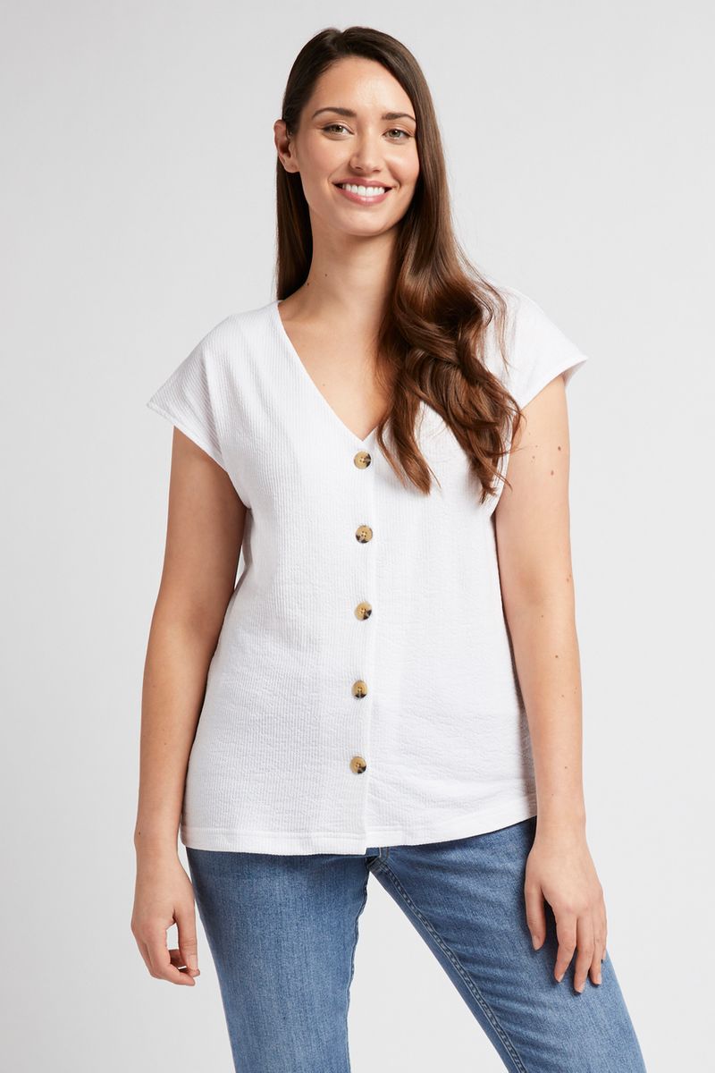 Cream Button Top