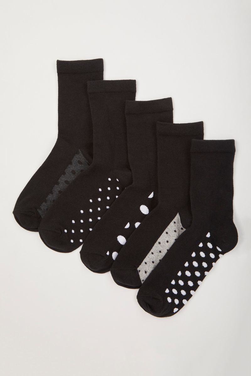 5 Pack Black & White Spot Sock
