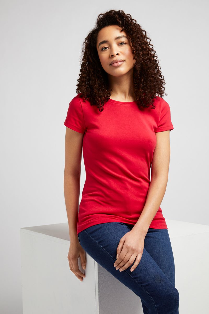 Short Sleeve Red Fitted T-shirt