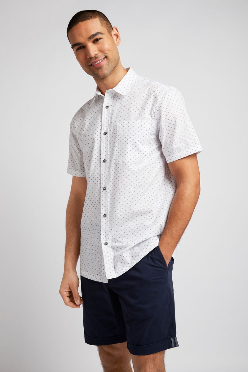 White Ditsy Print Shirt