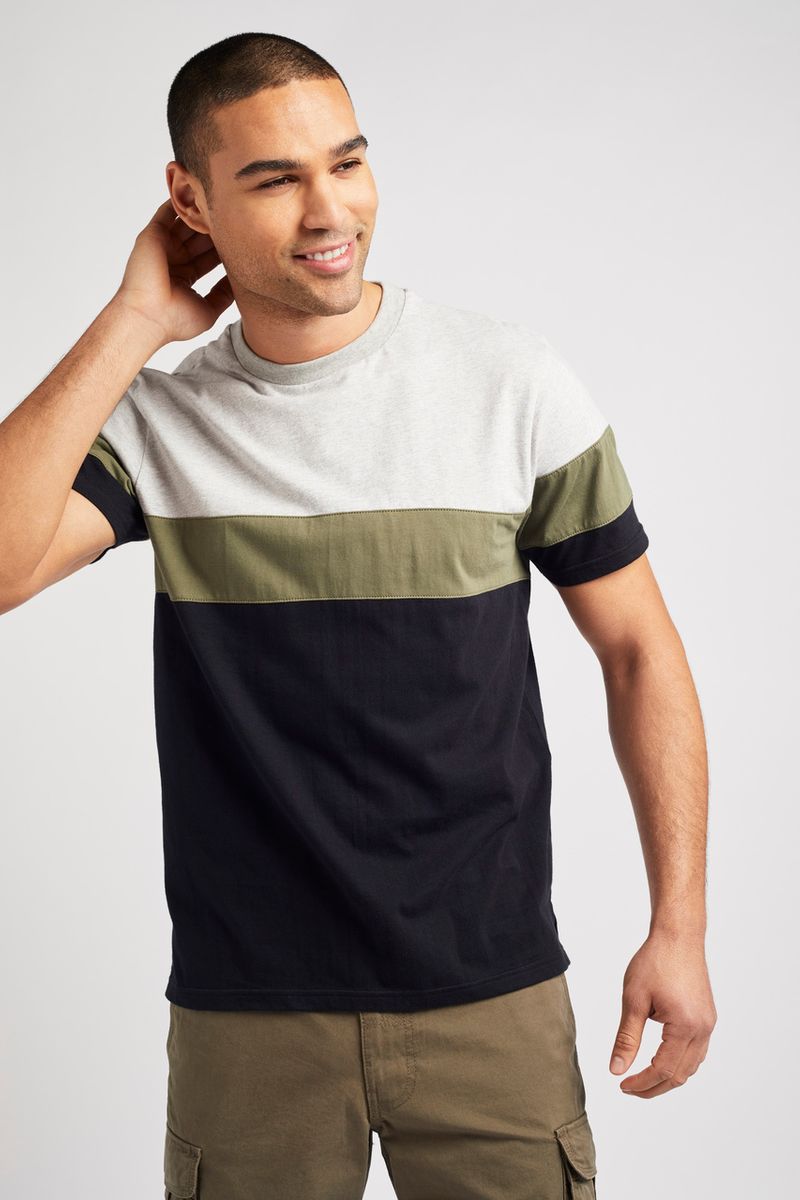 Khaki Colour Block T-shirt
