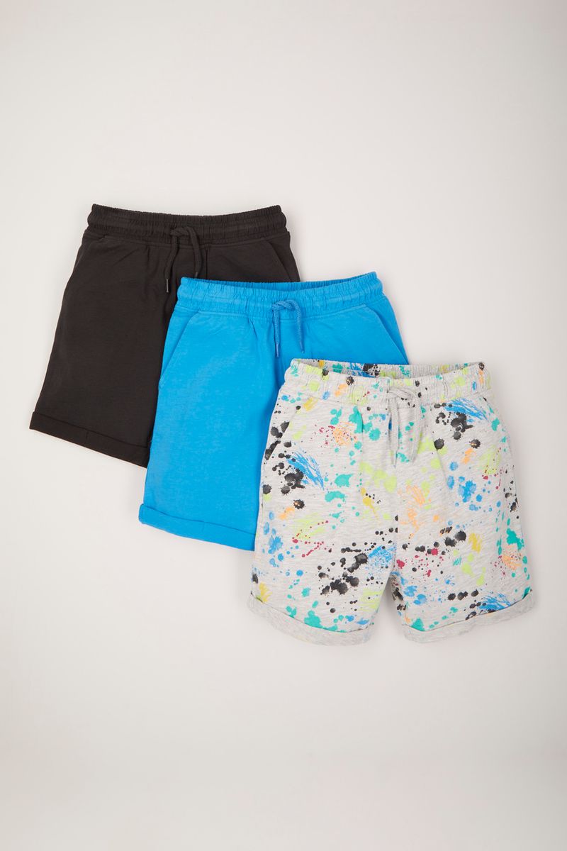 3 Pack Paint Splatter Shorts