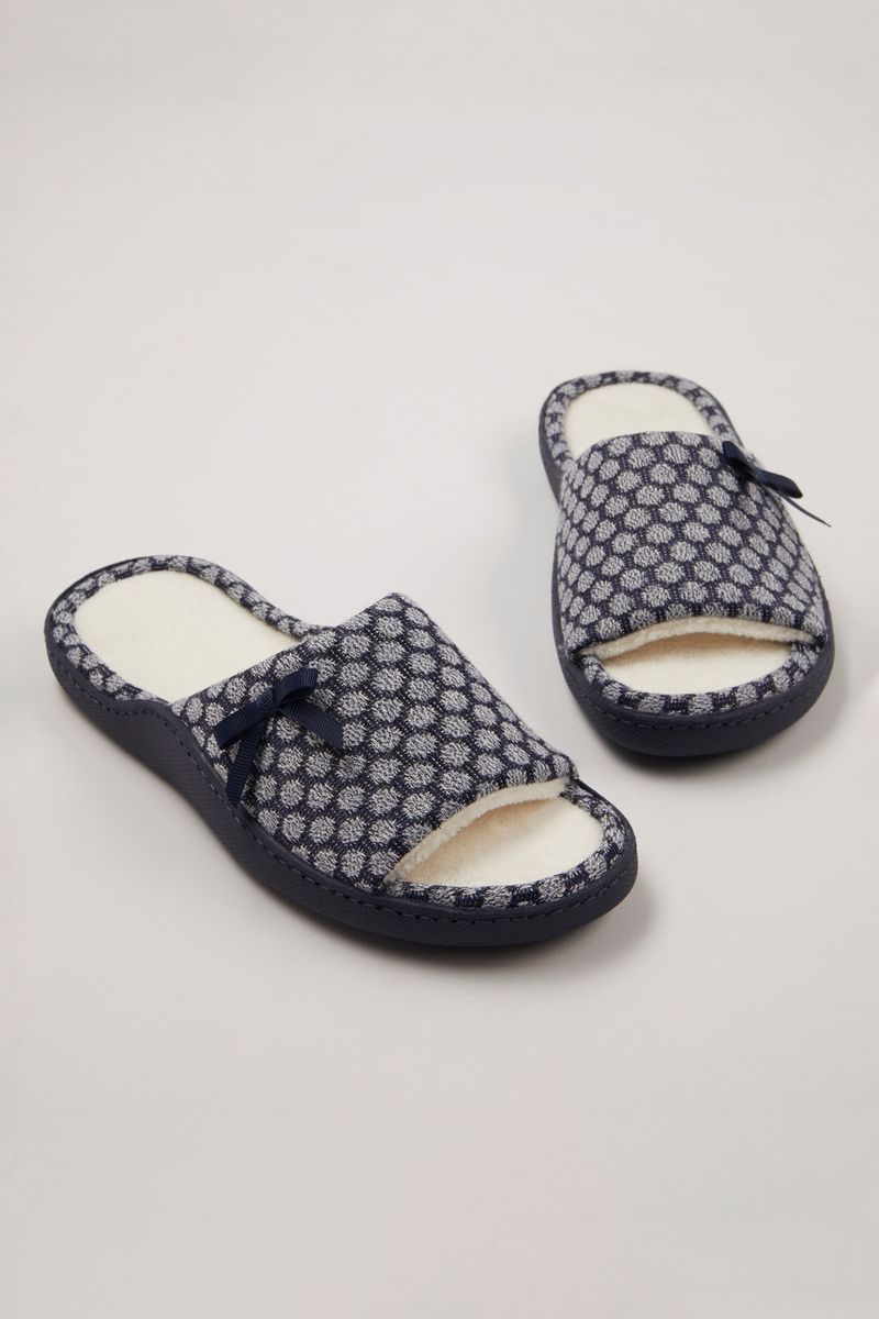 Navy Open Toe Cupsole Slippers