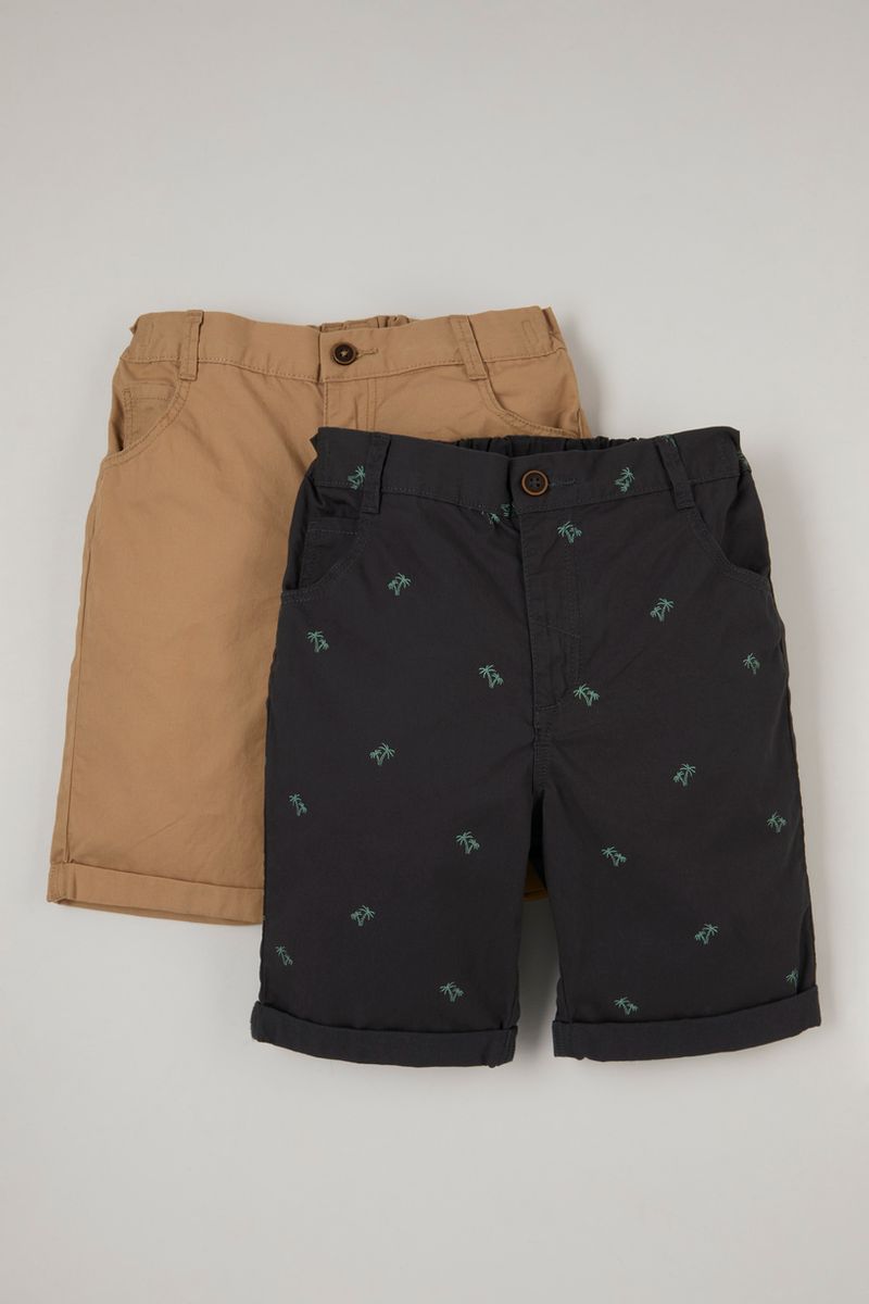 2 Pack Palm Print Chino Shorts