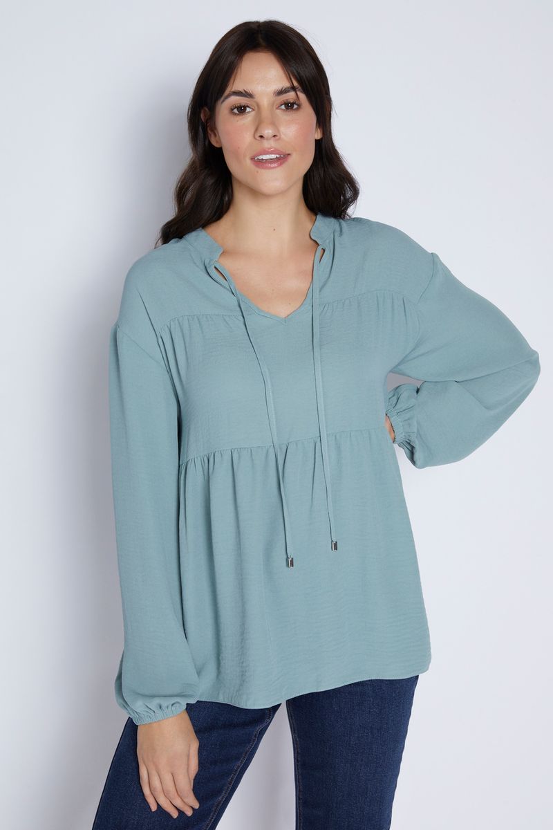 Sage Tie Neck Blouse