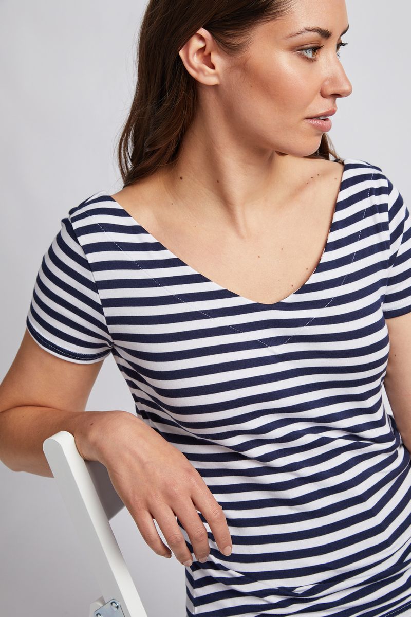 V-neckline Stripe Bardot Top